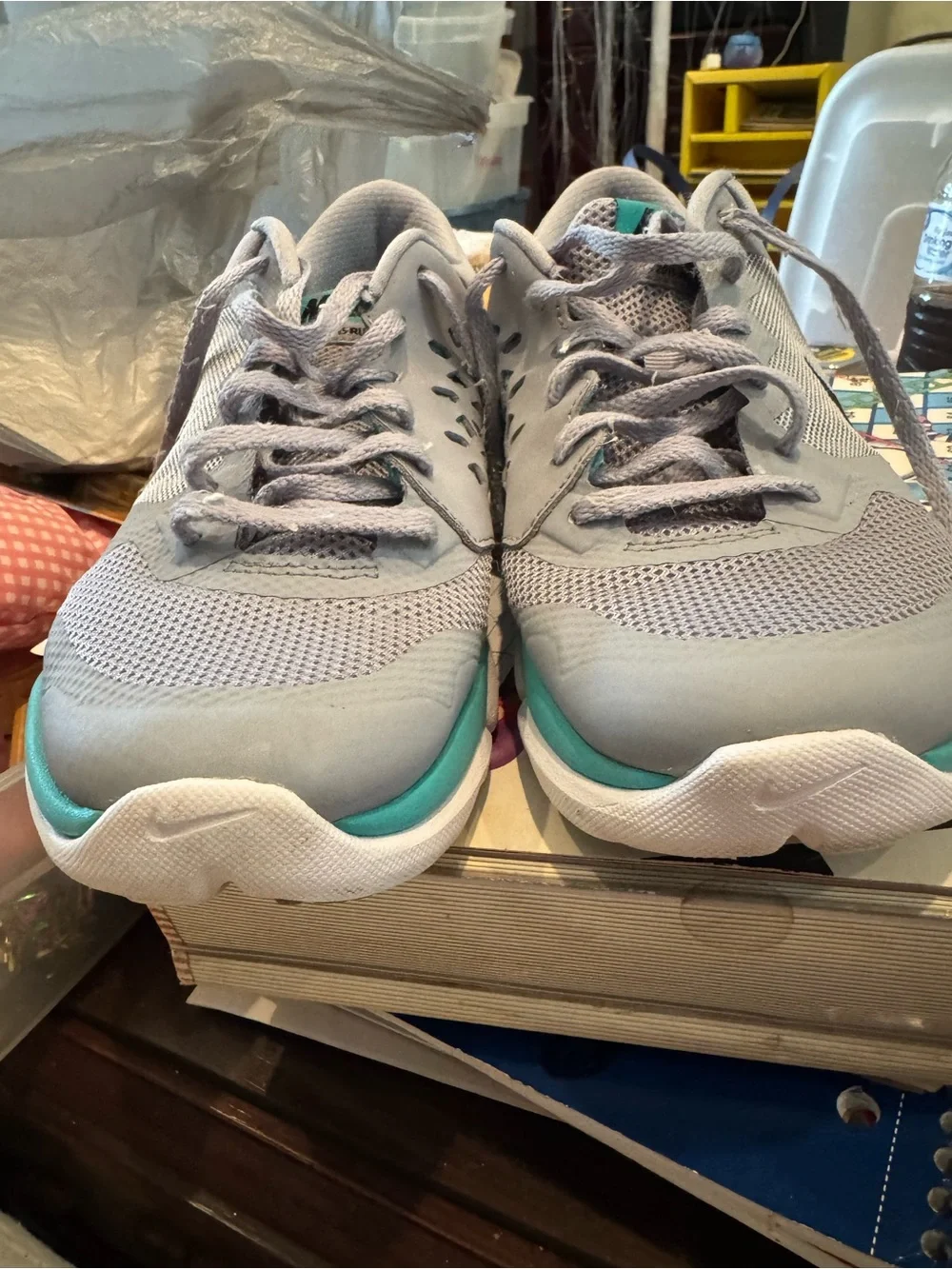 Nike size 7 Grey Sneakers with Teal Accents